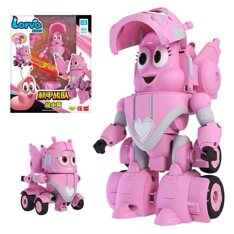 Korea Larva Transformation Toys Action Figures Vehile Deformation Robot Yellow Hilarious Worm Funny Cartoons for Kids Mecha Mode