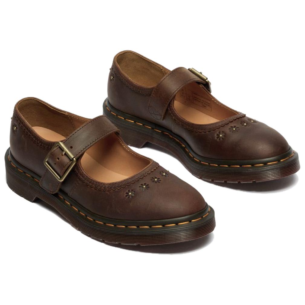 Dr. Martens Оригинальные удобные простые туфли Мэри Джейн на массивном каблуке Женская обувь Коричневый 42391200