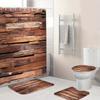 4 шт. роскошные деревянные планки с узором, наборы занавесок для душа, водонепроницаемые для ванной комнаты, нескользящие коврики для ванной комнаты, крышка для унитаза, коврик для ванной