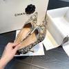 Остроносые туфли-лодочки на высоком каблуке женские летние 25 новые этнический стиль с юбкой стразы гвоздики ивы мягкая подошва новый большой размер