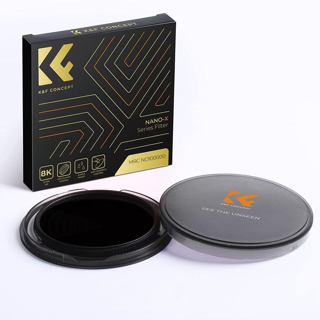 K&F Concept ND100000 Солнечный Фильтр 28-Слойный Нейтральной Плотности 16.6-Стоповый Фильтр для Аксессуаров Объектива Камеры 49мм-95мм Серия Nano-X