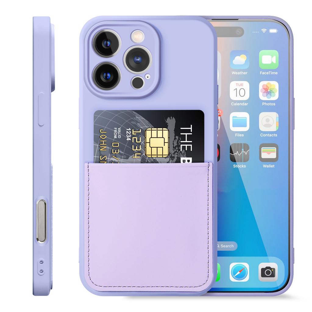 Подходит для IP17PRO MAX однотонная сумка-кошелек для карт мягкий защитный чехол имитация жидкой кожи чехол для мобильного телефона с держателем для карт IP17PRO