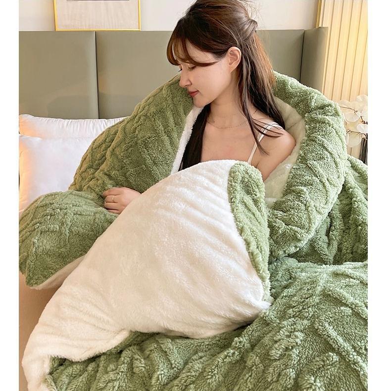 4 кг зимнее одеяло из овечьей шерсти, утолщенное теплое двойное одеяло, двустороннее плюшевое хлопковое одеяло