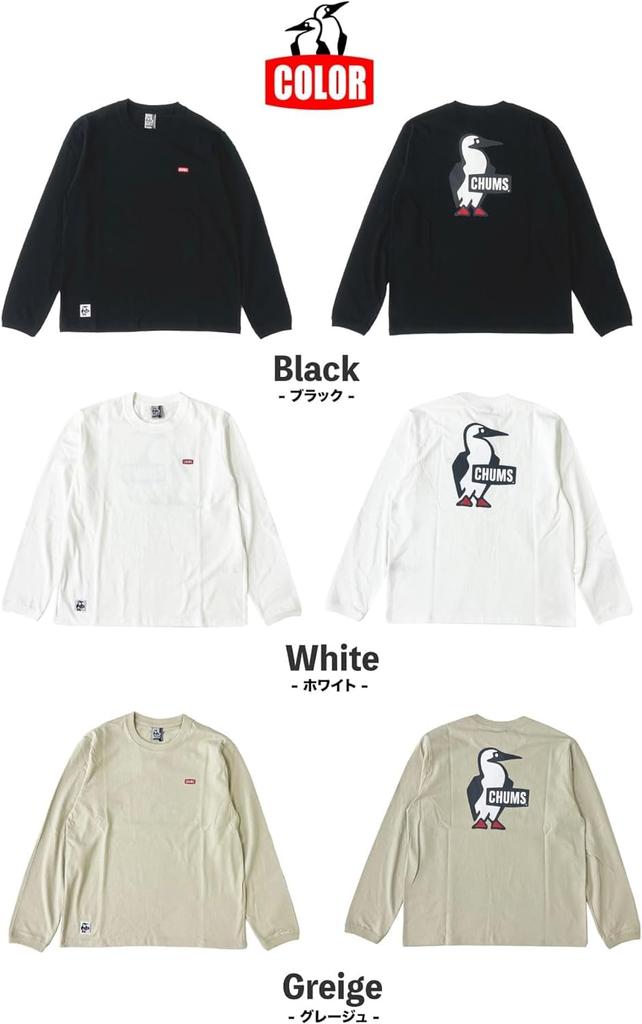 Футболка с длинным рукавом и принтом на спине Booby Logo [Chums] CH01-2304 (S, W001 Белый)