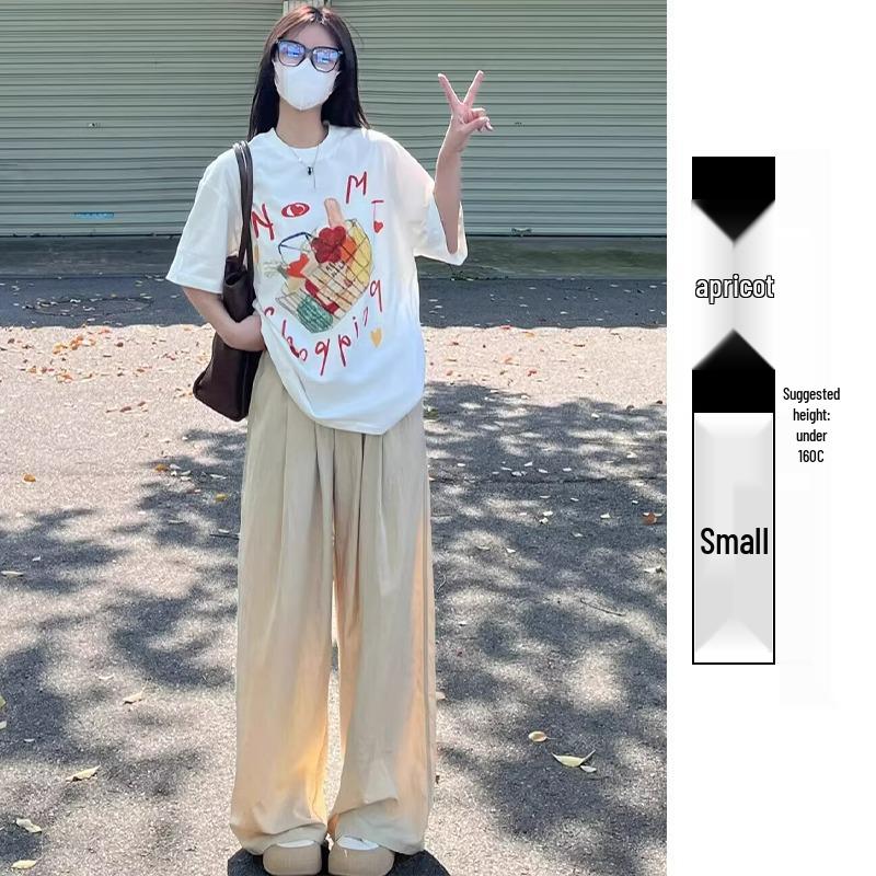 Маленькие летние брюки из ледяного шелка с широкими штанинами и высокой талией для женщин