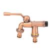 Double Taps Water Faucet 34 Inch Inlet 25mm Double Outlets Brass 2 Way Garden Hose Splitter