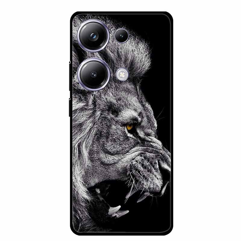 For Xiaomi Poco M6 Pro 4G Phone Case Cover Wolf Shockproof Black Silicone Soft Back Cover Cases For Poco M6 Pro Case M 6 M6Pro