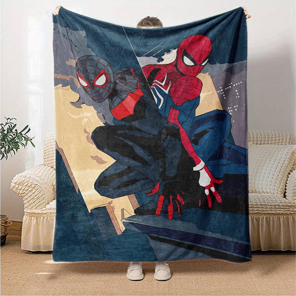 Spiderman Spiderverse Flannel Blanket Super Soft Warm Cozy Blanket For Sofa Bed Office Travel Allseason Home Decor Gift