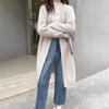 Laid-back Style Long Plus-size V-neck Knitted Cardigan for Autumn and Winter New Loose Solid Color Elegant Sweater Women's Coat