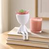 3D-печатная фигурка сидящего человека, кашпо для суккулентов, 2-в-1, настольный горшок и декоративное украшение, матовая отделка, цельное изделие, компактный размер для маленьких растений