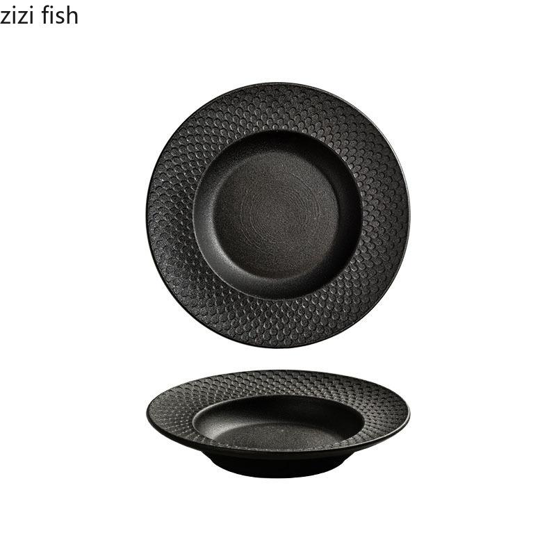 Креативная текстура Керамическая глубокая тарелка Ресторанная толстая суповая тарелка Салатная тарелка Тарелки для пасты Молекулярная пищевая специальная посуда