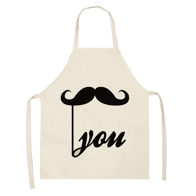New Printed Women's Kitchen Apron Anti-stain and Oil-proof Linen Apron Dress Men's Chef Cooking Apron Cleaning Children's Apron