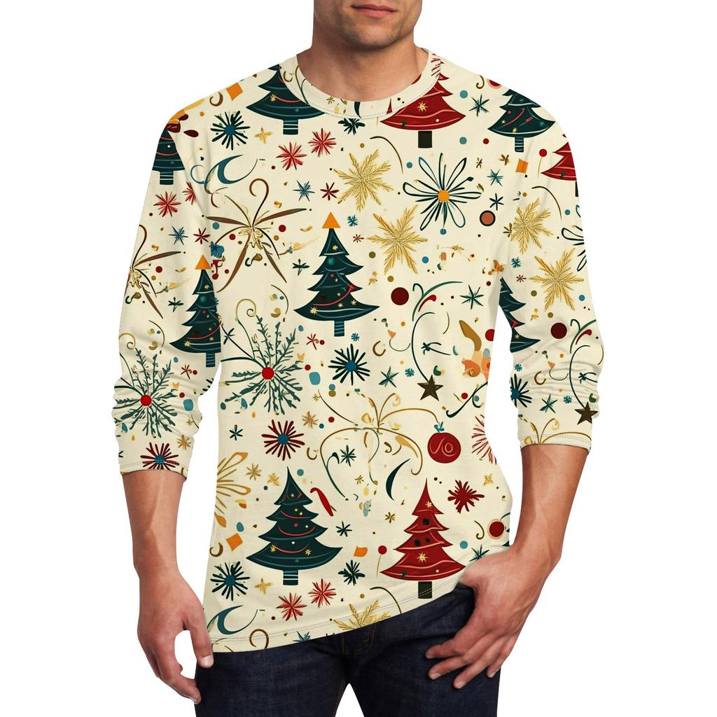 Men's T Shirt O-Neck Clothing Apparel Outdoor Long Sleeve Print Fashion Designer Vintage