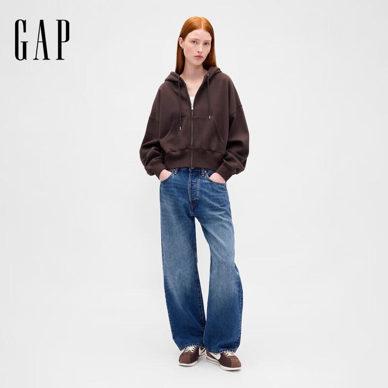Gap Женская весенняя укороченная толстовка с капюшоном и молнией 2025