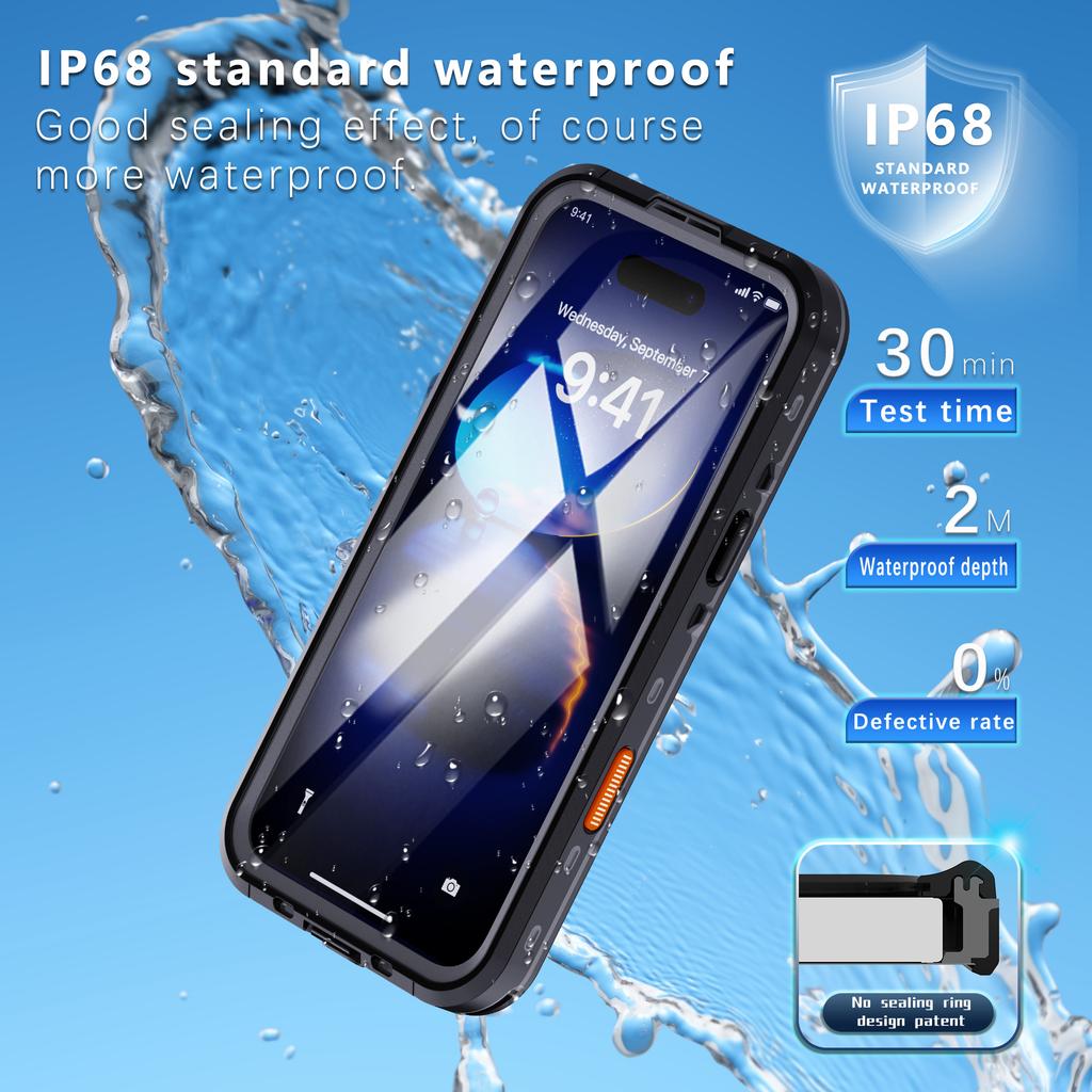 ShellboxДля IPhone 16 Promax/15/14/13/12/11 Водонепроницаемый Чехол для Телефона IP68 Ударопрочный, Пылезащитный, Полностью Герметичный Чехол