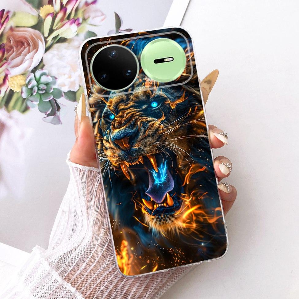 Прозрачный чехол-крышка для Huawei Nova 15 Pro, милый котик, модные цветы, роскошный окрашенный корпус для Huawei KLE-AL00U
