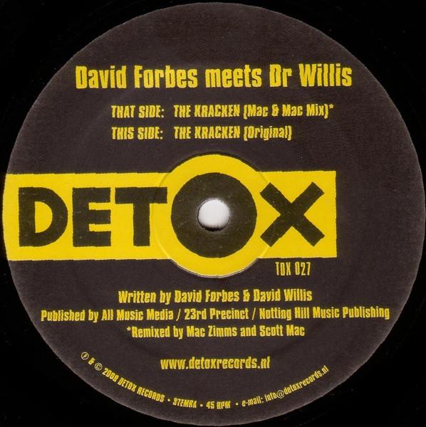 12-дюймовая пластинка DAVID FORBES DR WILLIS The Kracken TOX027 Detox Records 2008 Нидерланды Танцевальная Электроника Б/у