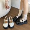 Ветер маленькие кожаные туфли женские 2025 лето новые модные с ретро толстой подошвой для увеличения роста Мэри Джейн с мелким вырезом женские