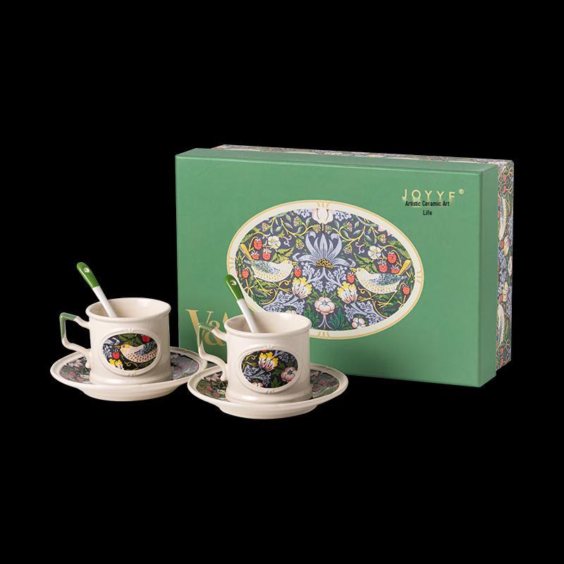 JOYYE William Morris 'Strawberry Thief' Ceramic Tea Set for Two