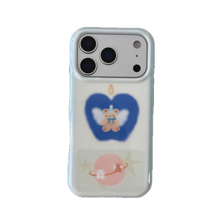 Artistic Angel Bear Wax Candle Phone Case for iPhone 17/16 Pro Max/15/14 - High-End Feel