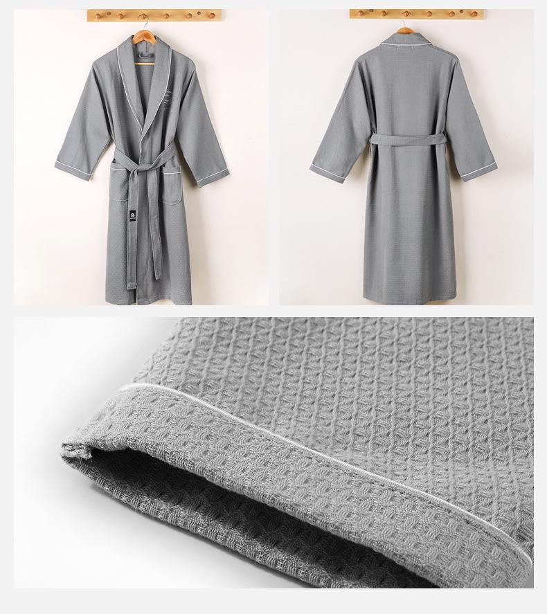 Унисекс Вафельный Хлопковый Халат - Легкая Летняя Домашняя Одежда