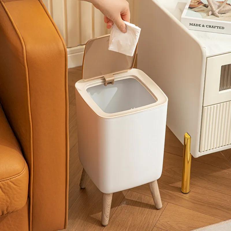 Дом Высококлассный Сенсорный Мусорный Бак Гостиная Высокая Ножка С Крышкой Нажимной Тип Спальня Настольный Креативный Стиль Контейнер для Хранения YLE440