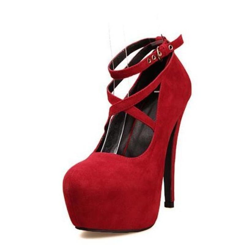 Women's Stiletto High Heels - Red Suede Waterproof Platform, Nightclub & Wedding Shoes, Large Sizes for Summer