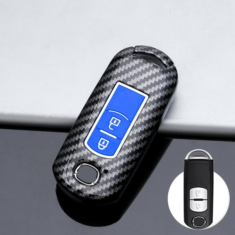 Carbon Fiber Silicon Car Key Cover Case For Mazda 3 Alexa Cx4 Cx5 Cx8   Auto Remote Smart Protective Shell Accessories