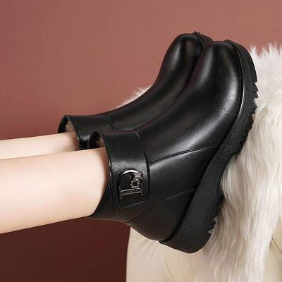 Очень мягкий мех интегрированный мать зима среднего и пожилого возраста бархатные на плоской подошве короткие сапоги утолщенные теплые хлопковые туфли с мягкой подошвой нескользящие туфли