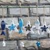 3Pcs/Set Wood Crafts Mediterranean Starfish Hung Fish Nautical Decor Hang Decorated Marine Pendant