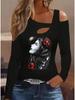 Fashion Painting Blouses Long Sleeved T Shirts Casual Skirt Tops