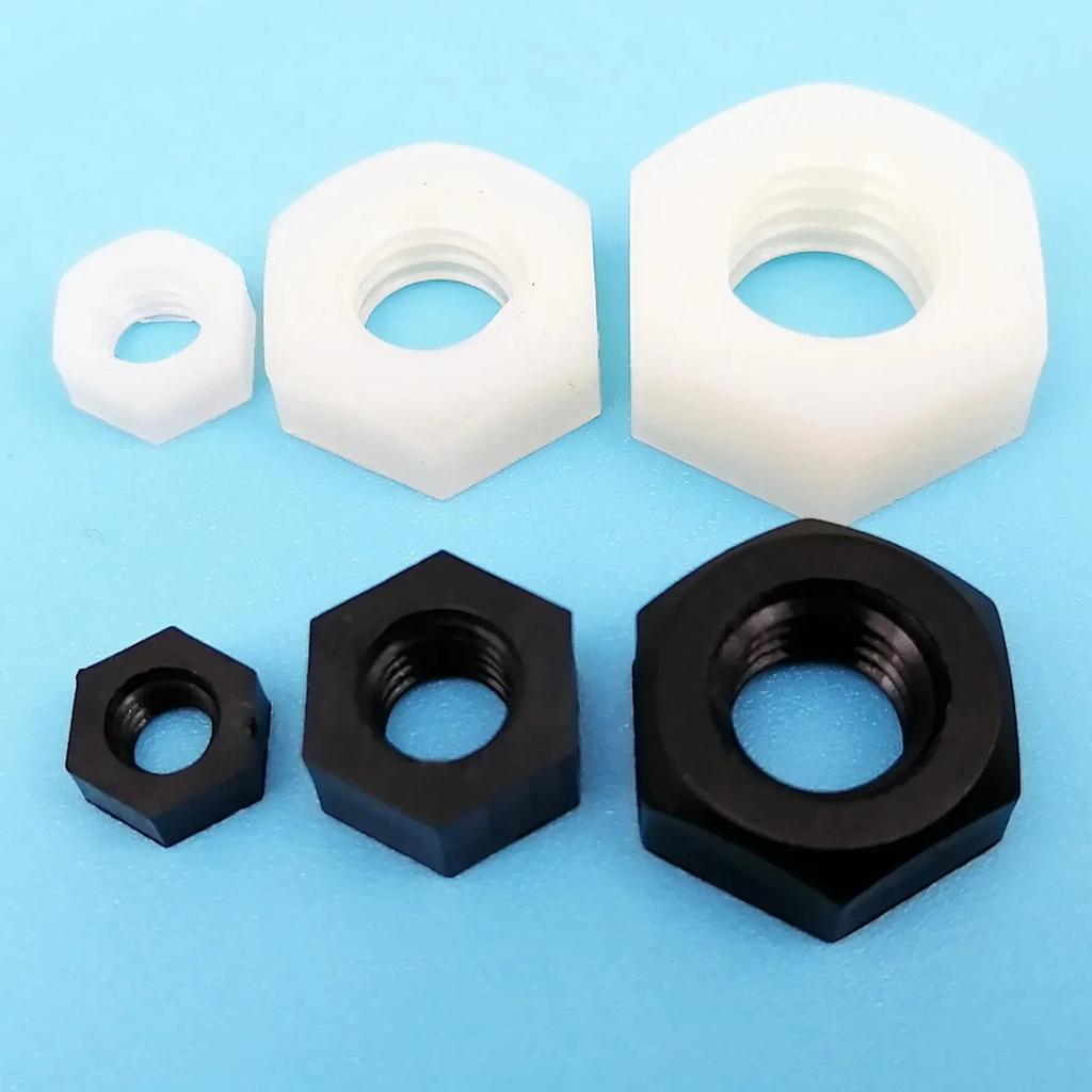 Black White Metric Threaded Bolt Screw M3 M4 M5 M6 M8 20/50pcs Brand New Durable Nylon Plastic Insulation Hex Hexagon Nut