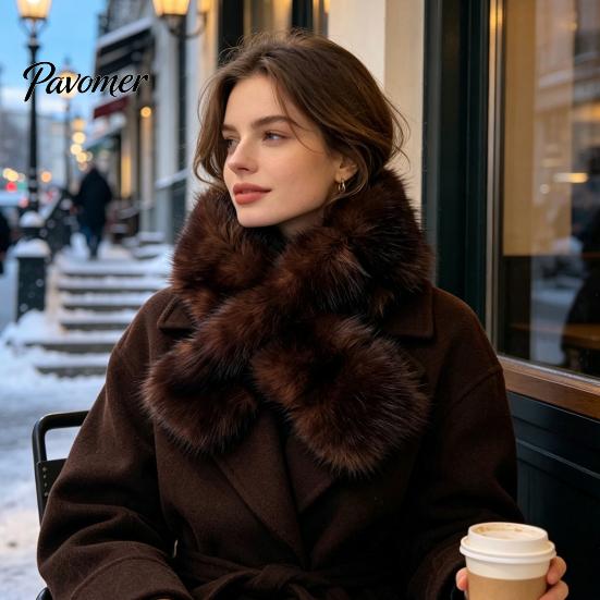 Теплый шарф-снуд на шею для осени, Шарф-накидка из искусственной норки для женщин, Двусторонний плюшевый согревающий шарф, Меховой плотный зимний воротник, Роскошный мягкий элегантный аксессуар для холодной погоды