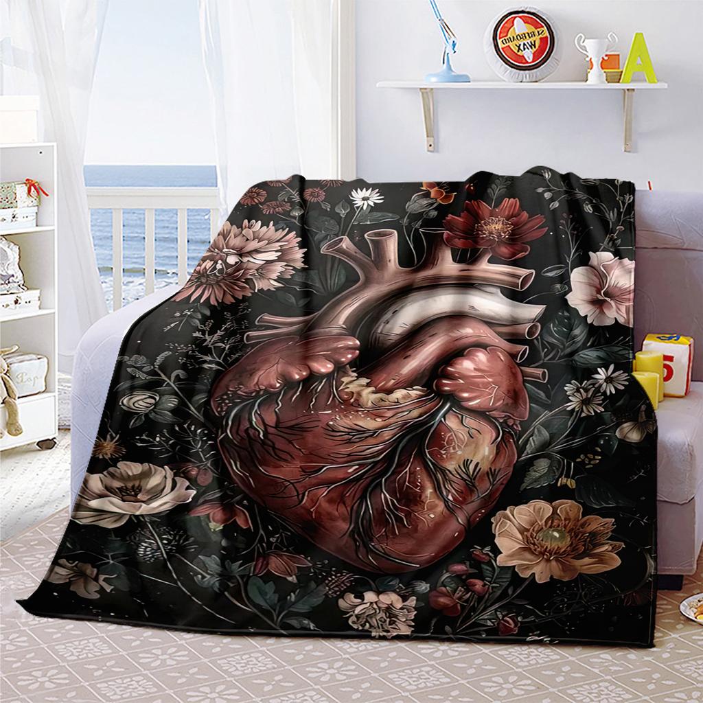 1PC Floral Animal Heart Blanket Soft Comfortable All Seasons Perfect Sofa Office Travel Home Gift Idea