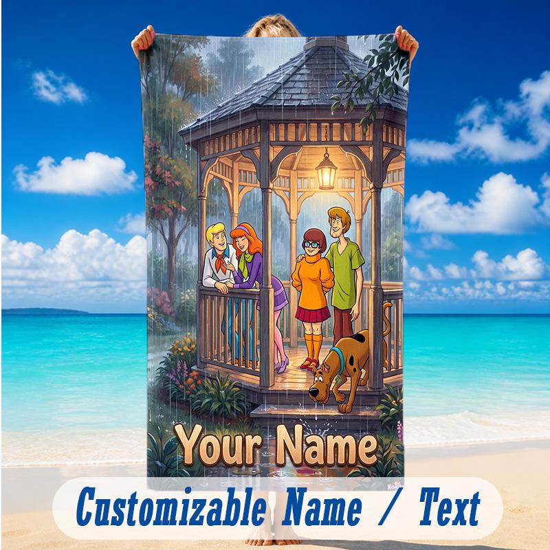 Beach Towel Custom Name Text, Quick Dry Large Towel For Beach HomeScooby-Doo