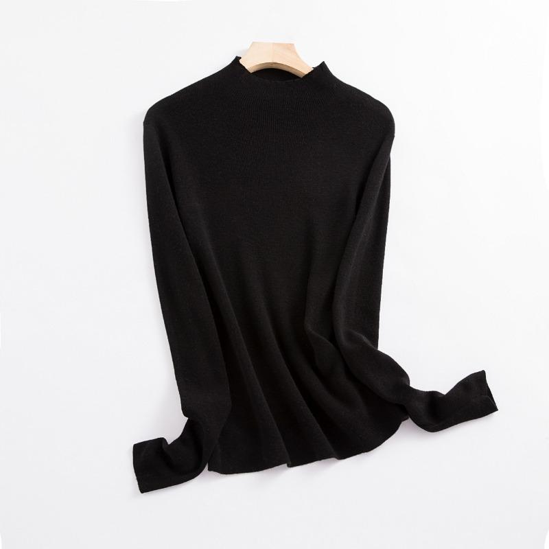 Fluffy and Light, Semi-turtleneck Slim-fitting Versatile Inner Wool Sweater, Women's Fashion Temperament Full Wool Bottoming Shirt