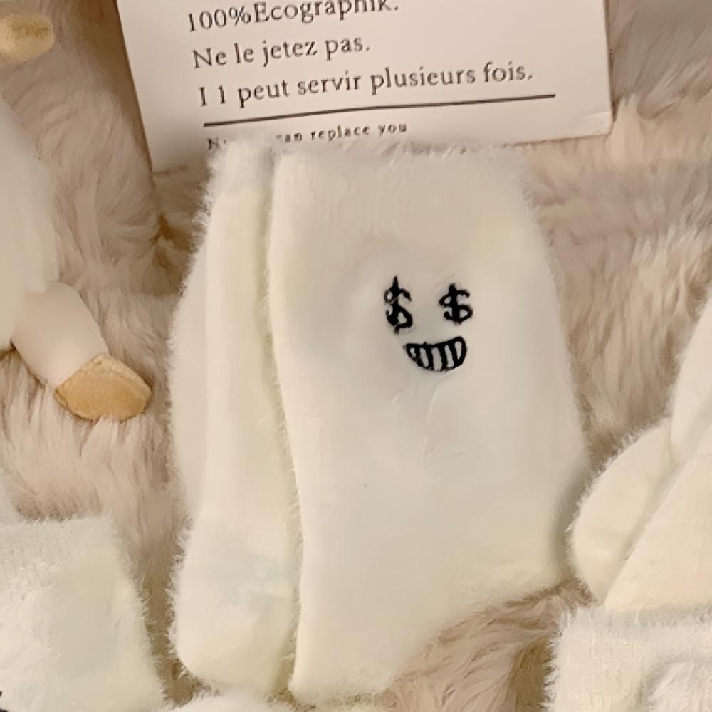 2 пары женских зимних плюшевых носков, утолщенные носки-подследники, милые носки из норковой шерсти, для дома