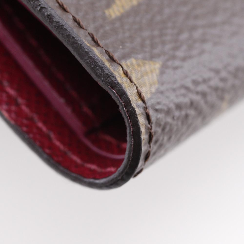 Louis Vuitton Portefeiulle Victorine Tri-fold Wallet M41938 Fuchsia Monogram Fuchsia Wine-red Monogram Canvas Women Used