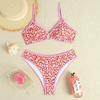Женский купальник с цветочным принтом и треугольной чашкой, сексуальный комплект бикини с открытой спиной, купальник, пляжная одежда, купальные костюмы
