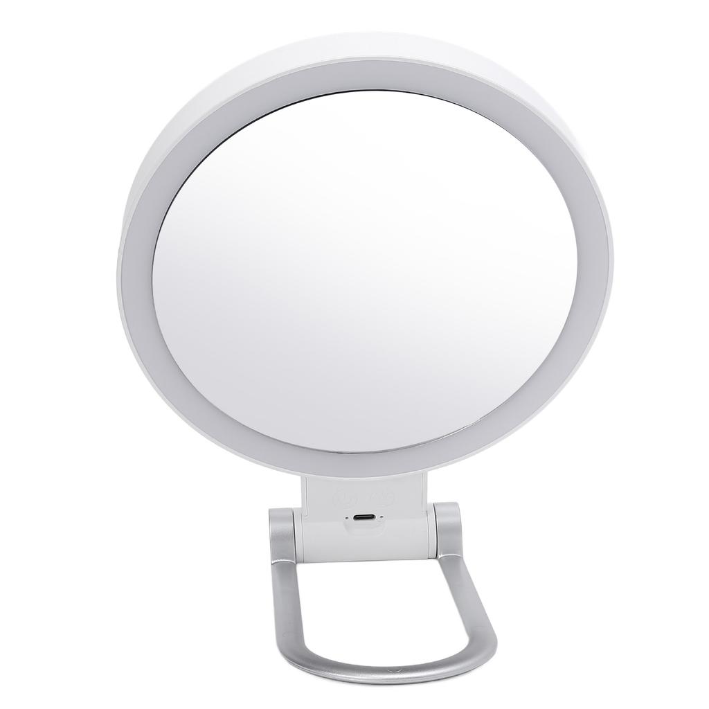 Дорожное зеркало для макияжа с подсветкой, белая подставка, регулируемый угол, увеличительное зеркало, двустороннее увеличение