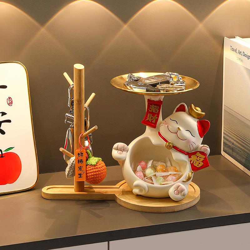 Home Living Room Porch Decoration Pieces Charm Cat Tray Entry Key Storage Ornaments Gift Idea