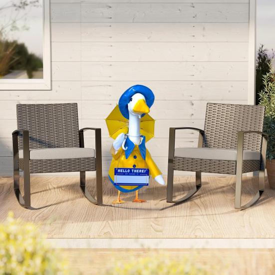 Наряд Гуся для Газона Дождевик со Шляпой-Зонтом Комплект Костюм Гуся для Веранды Одежда для Цементного или Пластикового Гуся