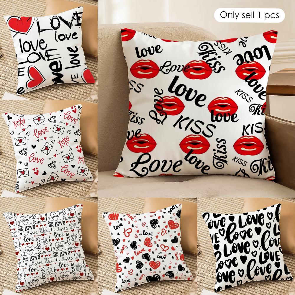Heart Graffiti art Cushion Cover Soft Plush Fabric DoubleSided Printed Cushion Covers for All Seasons Modern HomeDecor Gift