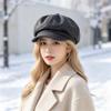Woolen Fabric Baker Cap Solid Color Beret Hat Fashion Octagonal Cap  Autumn Winter