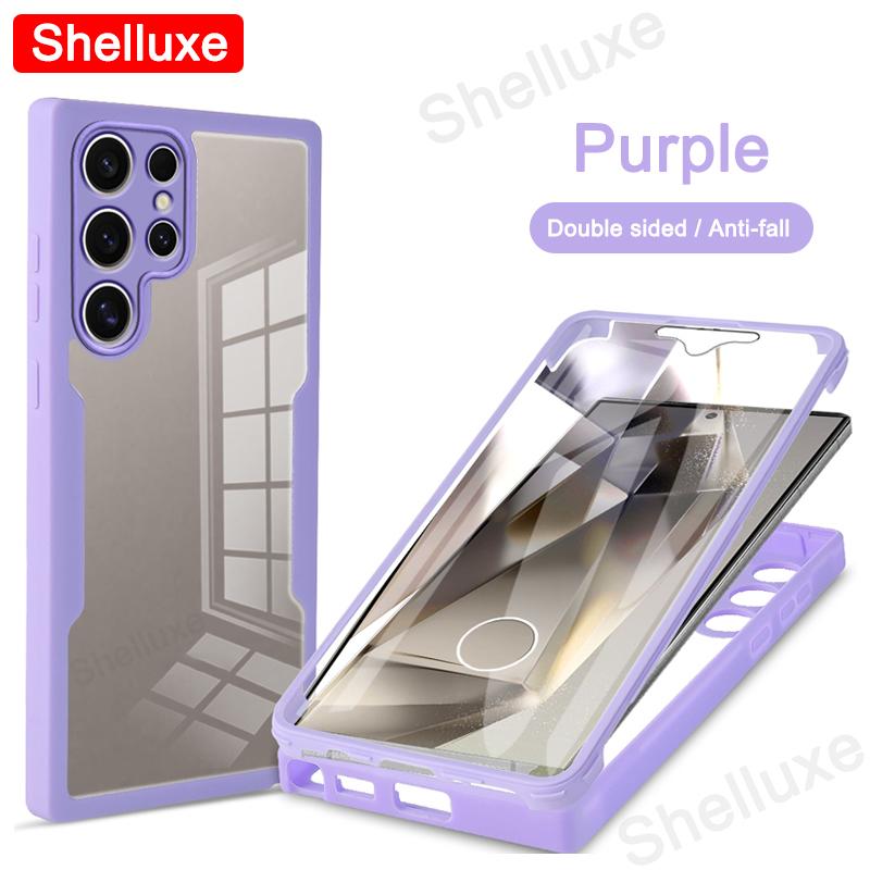 360 Полная защита корпуса Прозрачный чехол Shelluxe для Samsung Galaxy S25 S24 S23 Ultra S22 Plus S21 FE Силиконовая двусторонняя крышка