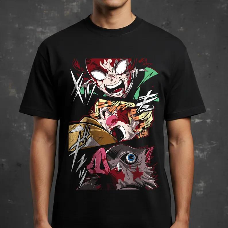Demon Slayer Anime Shirt Tanjiro Zenitsu Inosuke Graphic TShirt