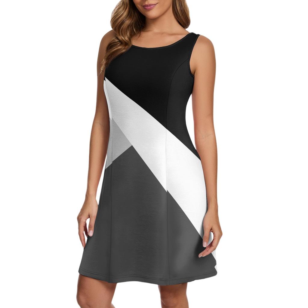 Женское повседневное модное платье-жилет с геометрическим принтом