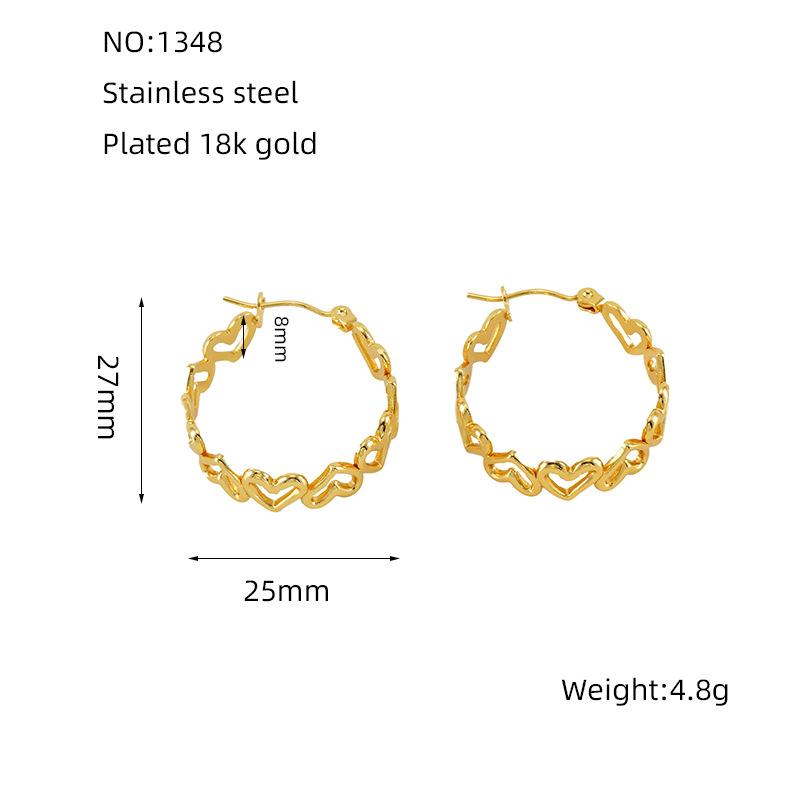 Золотые серьги из нержавеющей стали с французским глянцевым полым геометрическим дизайном «Любовь-звезда», модные универсальные серьги-кольца для женщин