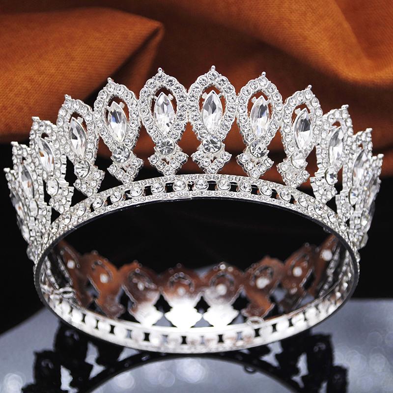 Vintage Baroque Queen King Tiaras and Crowns for Bridal Wedding Tiara Prom Birthday Crown Round Diadem Hair Jewelry Gift