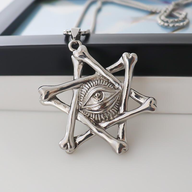 Горячая распродажа ювелирный сплав кулон ретро креативный шестиугольный звездный глаз модный мужской панк ожерелье